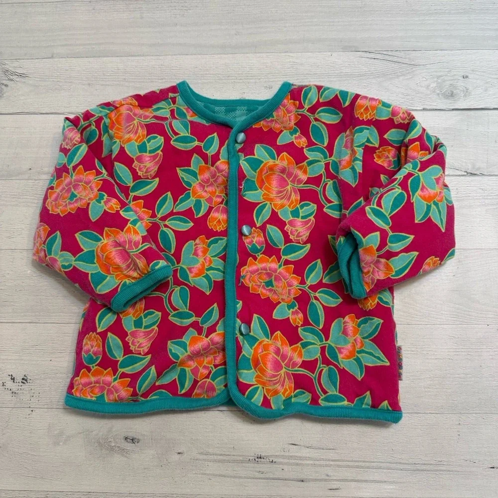Vintage Gymboree‎ girls rainbow tag reversible sweater tulip teal blue